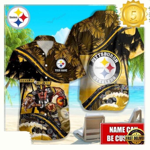 Custom Name Pittsburgh Steelers NFL Mascot Hawaiian Shirt - available at - sportfansshop.com