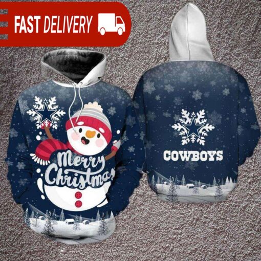 Dallas Cowboys Christmas Snowman NFL Hoodie Gifts for Fans - available at - sportfansshop.com