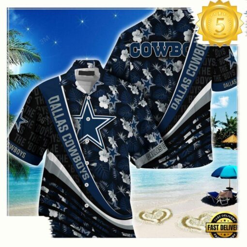 Dallas Cowboys NFL Hawaii Shirt With Tropical Flower Pattern - available at - sportfansshop.com