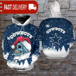 Dallas Cowboys Skull Santa Christmas NFL Hoodie Gifts for Fans - available at - sportfansshop.com