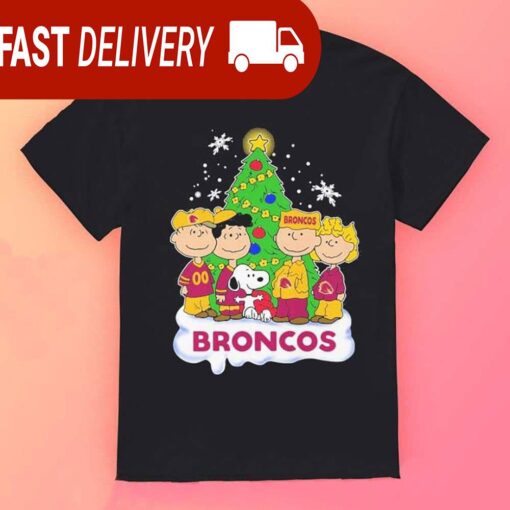 Denver Broncos Peanuts Snoopy Charlie Brown Christmas Shirt Xmas NFL Gifts - available at - sportfansshop.com