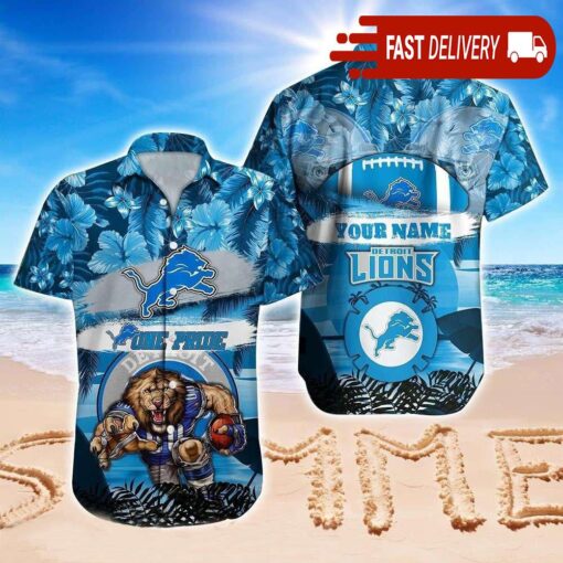 Detroit Lions Custom Name Hawaiian Shirt NFL Gift - available at - sportfansshop.com