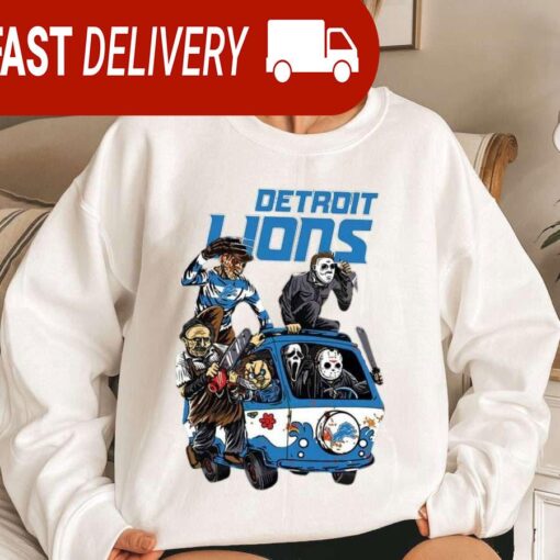 Detroit Lions Horror Character Halloween NFL Sweatshirt Gifts for Fans - available at - sportfansshop.com