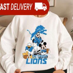 Detroit Lions Mickey Goofy Donald Disney NFL Sweatshirt Gifts for Fans - available at - sportfansshop.com