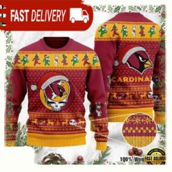 Grateful Dead Arizona Cardinals NFL Football Christmas Ugly Sweater - available at - sportfansshop.com