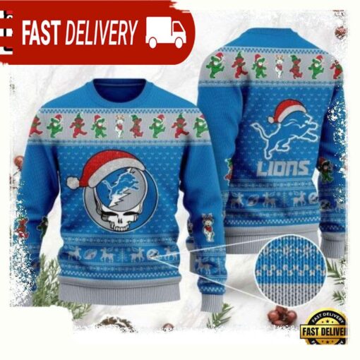 Grateful Dead Detroit Lions Ugly Christmas Sweater - available at - sportfansshop.com