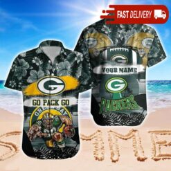 Green Bay Packers Custom Name Hawaiian Shirt NFL Gift - available at - sportfansshop.com