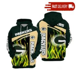 Green Bay Packers Football Fire NFL Hoodie Gifts for Fans - available at - sportfansshop.com