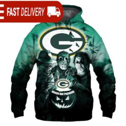 Green Bay Packers Horror Night Freddy Jason Michael Myers Hoodie Halloween NFL Gifts - available at - sportfansshop.com