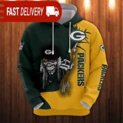 Green Bay Packers Long Hair Skull Halloween Hoodie NFL Gifts - available at - sportfansshop.com