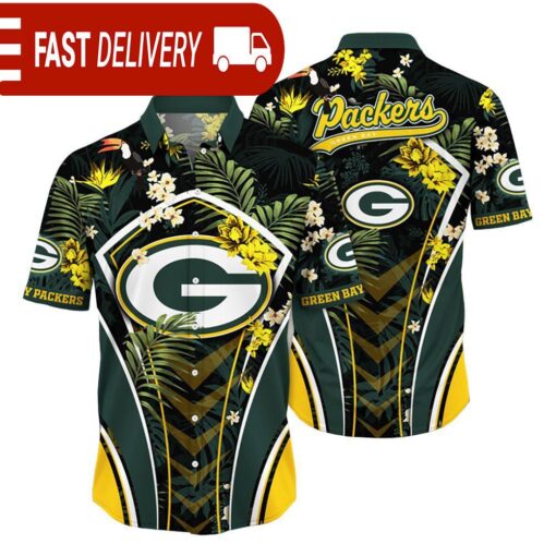 Green Bay Packers NFL Flower Tropical Hawaiian Shirt - available at - sportfansshop.com