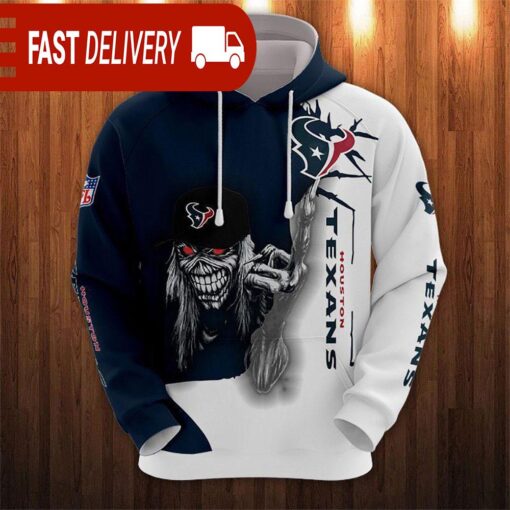 Houston Texans Long Hair Skull Halloween Hoodie NFL Gifts - available at - sportfansshop.com