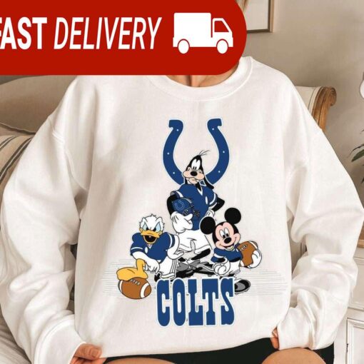 Indianapolis Colts Mickey Goofy Donald Disney NFL Sweatshirt Gifts for Fans - available at - sportfansshop.com