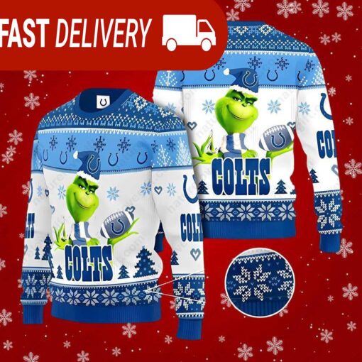 Indianapolis Colts Team NFL Grinch Ugly Christmas Sweater - available at - sportfansshop.com