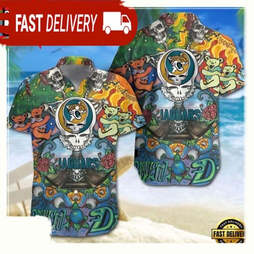 Jacksonville Jaguars Grateful Dead NFL Unisex Hawaiian Shirt - available at - sportfansshop.com