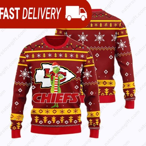 Kansas City Chiefs Funny Grinch NFL Christmas Ugly Sweater - available at - sportfansshop.com