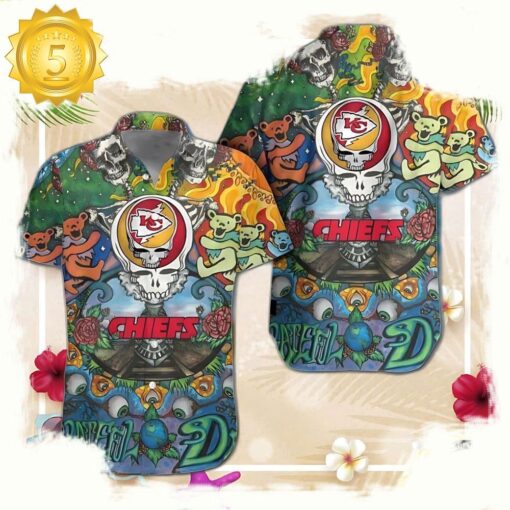 Kansas City Chiefs Grateful Dead NFL Unisex Hawaiian Shirt - available at - sportfansshop.com