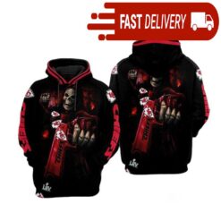 Kansas City Chiefs Grim Reaper with Gun NFL Hoodie Gifts for Fans - available at - sportfansshop.com