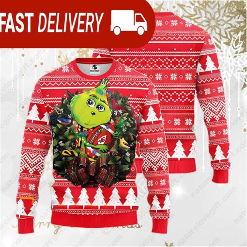 Kansas City Chiefs Grinch Hug NFL Christmas Ugly Sweater - available at - sportfansshop.com