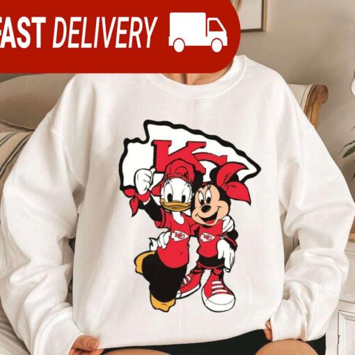 Kansas City Chiefs Mickey And Donald Disney NFL Sweatshirt Gifts for Fans - available at - sportfansshop.com