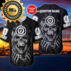 Las Vegas Raiders Custom NFL Jersey Skull Personalized Baseball Jersey - available at - sportfansshop.com