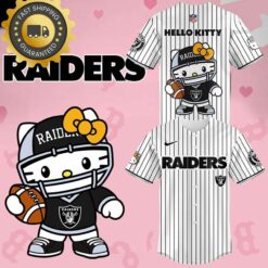 Las Vegas Raiders Hello Kitty Stripe NFL Baseball Jersey - available at - sportfansshop.com