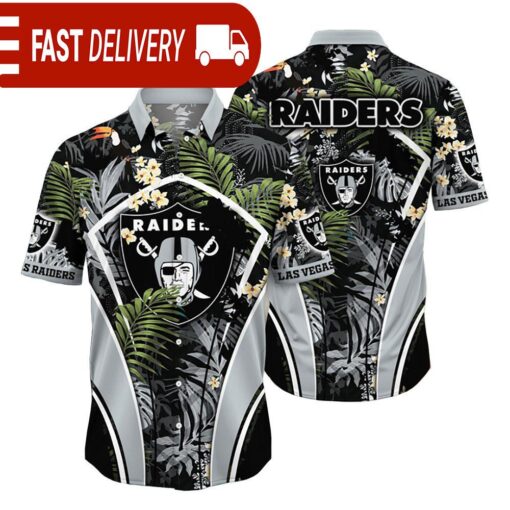 Las Vegas Raiders NFL Flower Tropical Hawaiian Shirt - available at - sportfansshop.com