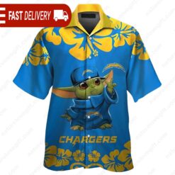 Los Angeles Chargers Baby Yoda Hibiscus Hawaiian Shirt NFL Gifts - available at - sportfansshop.com