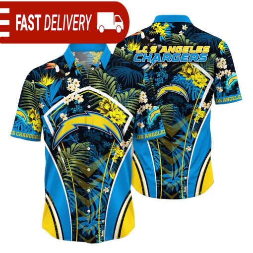 Los Angeles Chargers NFL Flower Tropical Hawaiian Shirt - available at - sportfansshop.com