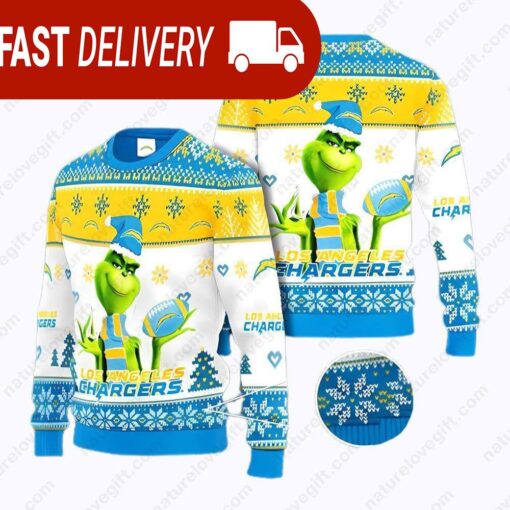 Los Angeles Chargers NFL Grinch Ugly Christmas Sweater - available at - sportfansshop.com