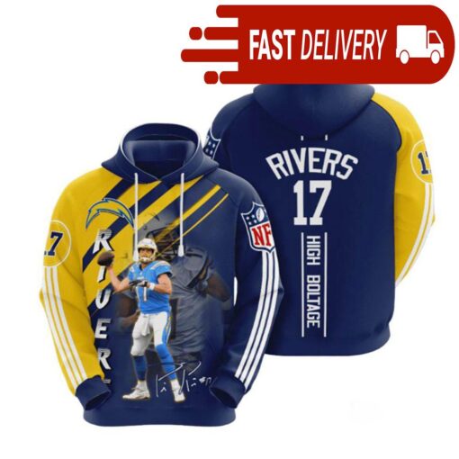 Los Angeles Chargers Philip Rivers Number 17 NFL Hoodie Gifts for Fans - available at - sportfansshop.com