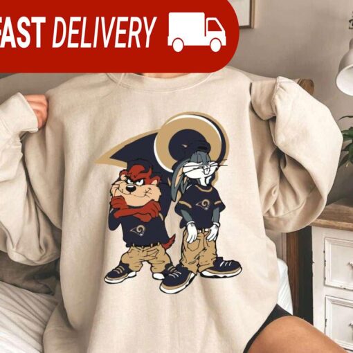 Los Angeles Rams Bugs Bunny Looney Tunes NFL Sweatshirt Gifts for Fans - available at - sportfansshop.com