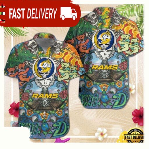 Los Angeles Rams Grateful Dead NFL Unisex Hawaiian Shirt - available at - sportfansshop.com