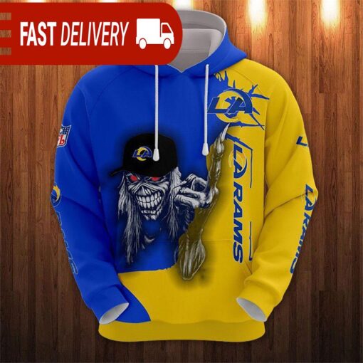 Los Angeles Rams Long Hair Skull Halloween Hoodie NFL Gifts - available at - sportfansshop.com