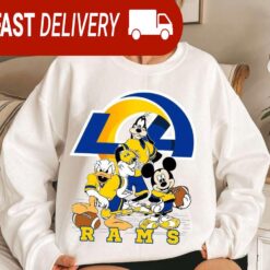 Los Angeles Rams Mickey Goofy Donald Disney NFL Sweatshirt Gifts for Fans - available at - sportfansshop.com