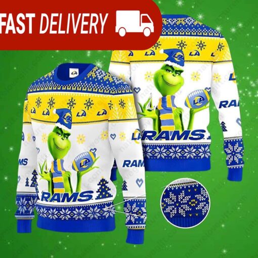 Los Angeles Rams NFL Grinch Ugly Christmas Sweater - available at - sportfansshop.com