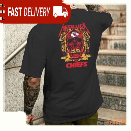 Metallica Band Kansas City Chiefs NFL Back Print T Shirt - available at - sportfansshop.com