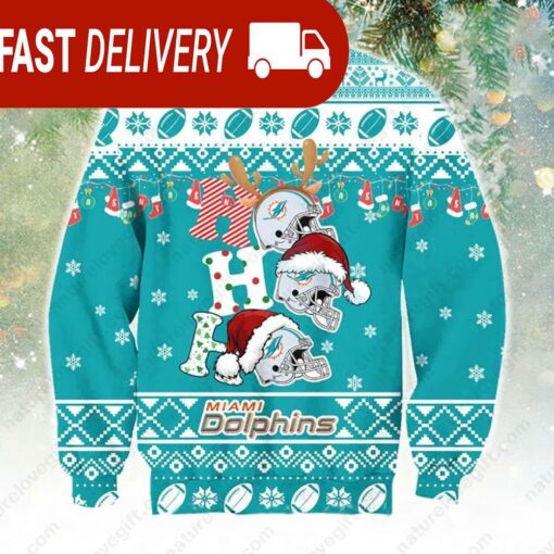 Miami Dolphins Ho Ho Ho NFL Ugly Christmas Sweater - available at - sportfansshop.com