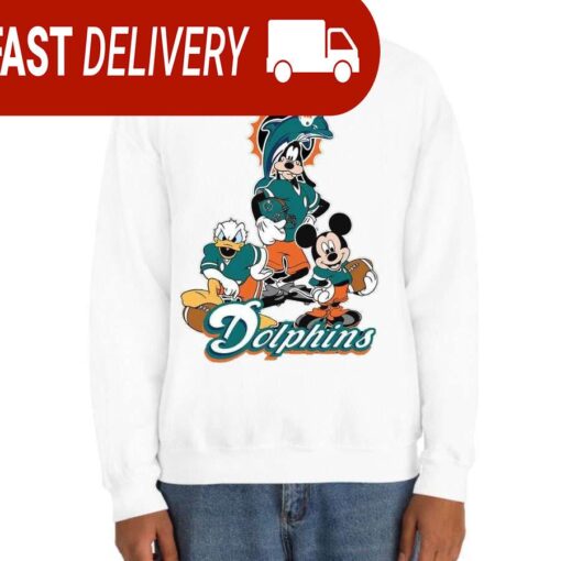 Miami Dolphins Mickey Goofy Donald Disney NFL Sweatshirt Gifts for Fans - available at - sportfansshop.com