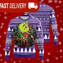 Minnesota Vikings Grinch Wreath Christmas NFL Ugly Sweater - available at - sportfansshop.com