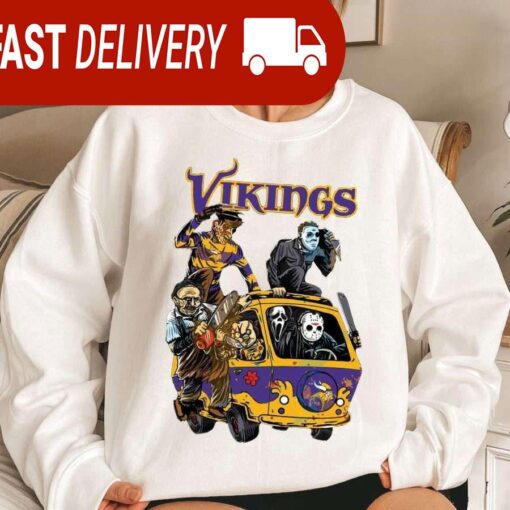 Minnesota Vikings Horror Character Halloween NFL Sweatshirt Gifts for Fans - available at - sportfansshop.com