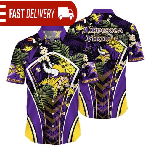 Minnesota Vikings NFL Flower Tropical Hawaiian Shirt - available at - sportfansshop.com