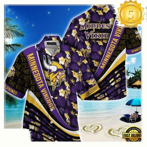 Minnesota Vikings NFL Hawaii Shirt With Tropical Flower Pattern - available at - sportfansshop.com