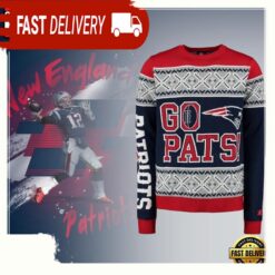 New England Patriots Go Pats NFL Ugly Christmas Sweater - available at - sportfansshop.com