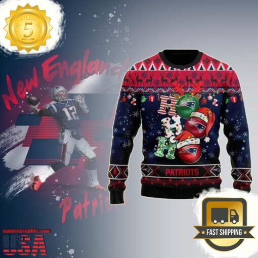 New England Patriots Merry Christmas Hohoho NFL Ugly Sweater - available at - sportfansshop.com