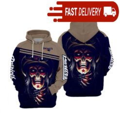 New England Patriots Skull Black 3D NFL Hoodie Gifts for Fans - available at - sportfansshop.com