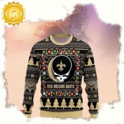 New Orleans Saints Grateful Dead NFL Christmas Ugly Sweaters - available at - sportfansshop.com