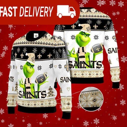 New Orleans Saints NFL Grinch Ugly Christmas Sweater - available at - sportfansshop.com