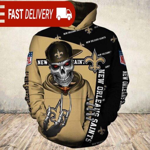 New Orleans Saints Skull of Death Halloween Hoodie NFL Gifts - available at - sportfansshop.com