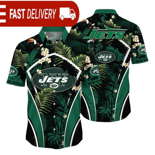 New York Jets NFL Flower Tropical Hawaiian Shirt - available at - sportfansshop.com